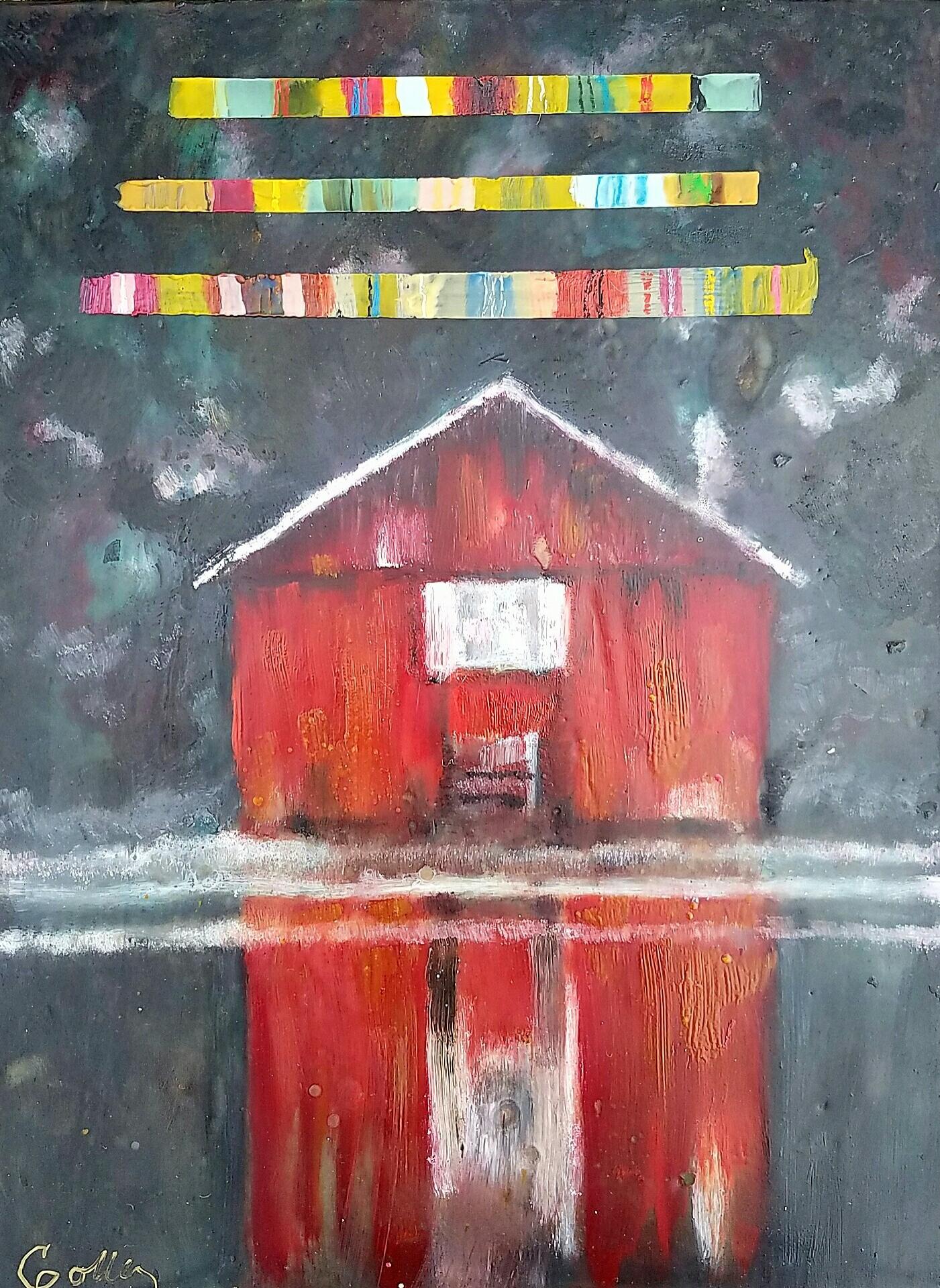 Prints available, original ***SOLD*** Hideout - encaustic/mixed media