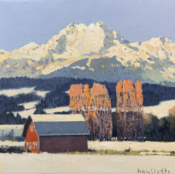 Prints available, original ***SOLD*** MAX HAYSLETTE MINIMAX, Olympic Early Snow, 12x12 Color Study No. 2, HMAC 1918 (framed)