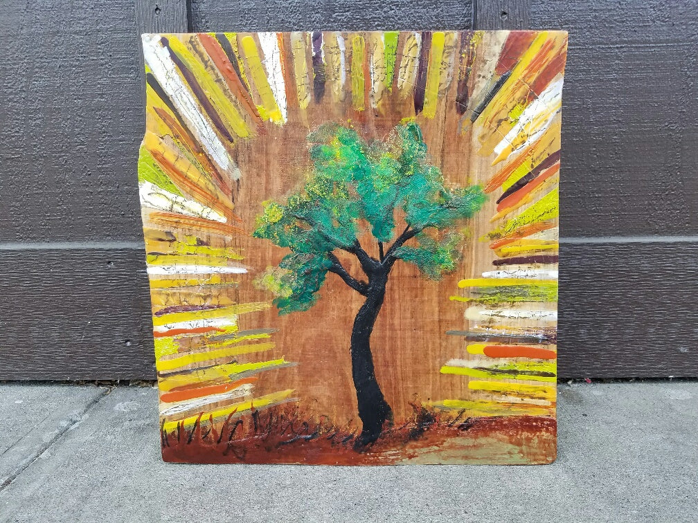 ***SOLD*** Old Growth - Encaustic/Mixed Media 16x15.5