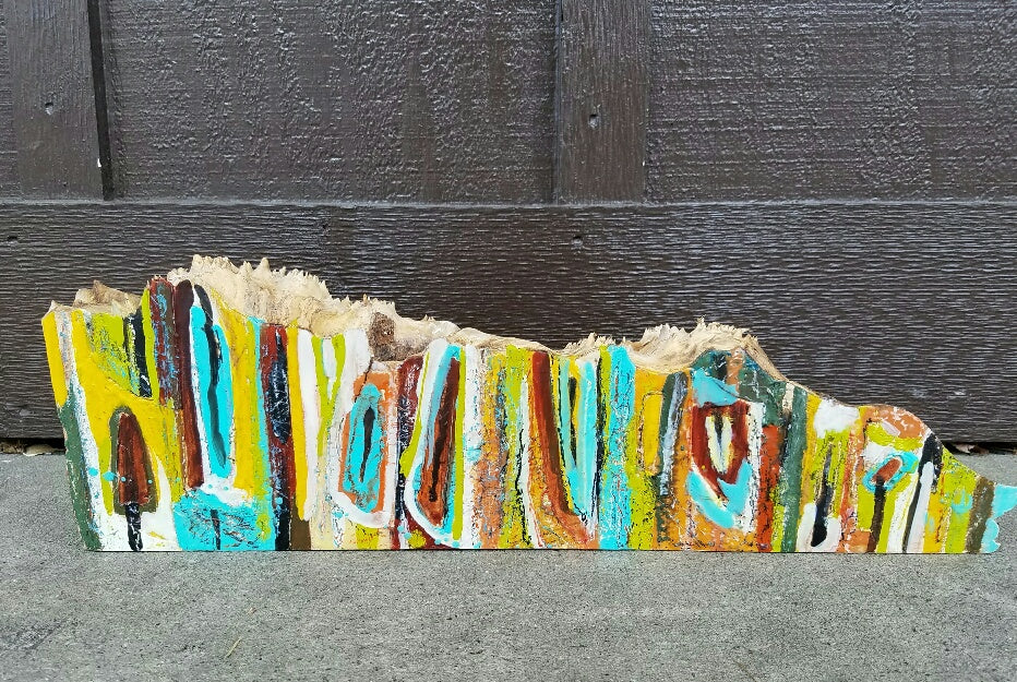 ***SOLD*** Native - Encaustic & Mixed Media - 1.5-6.5 H  x 21 L x 3 D