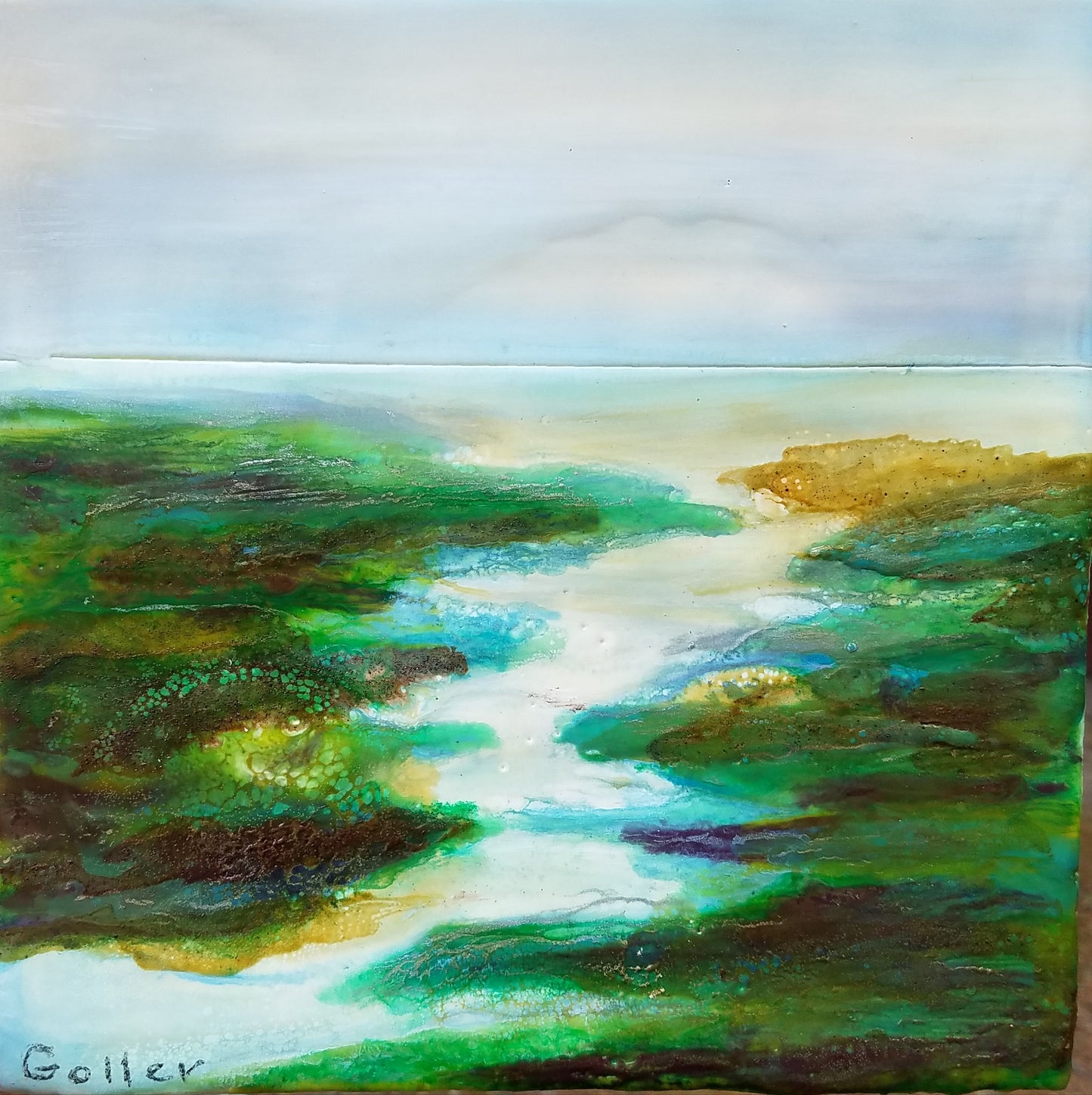 Prints available, original ***SOLD*** Pacifica III - Encaustic/Mixed Media 18x24