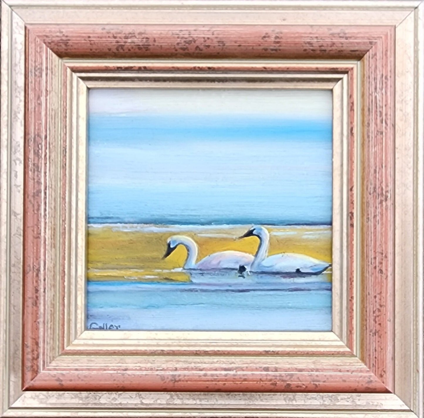 Prints available, original ***SOLD*** Carrie Goller - For Life, Oil/Encaustic 4x4 Framed