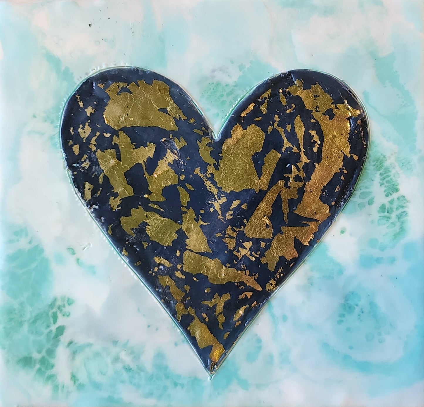 ***SOLD*** Carrie Goller - Heart Series , encaustic 7x7