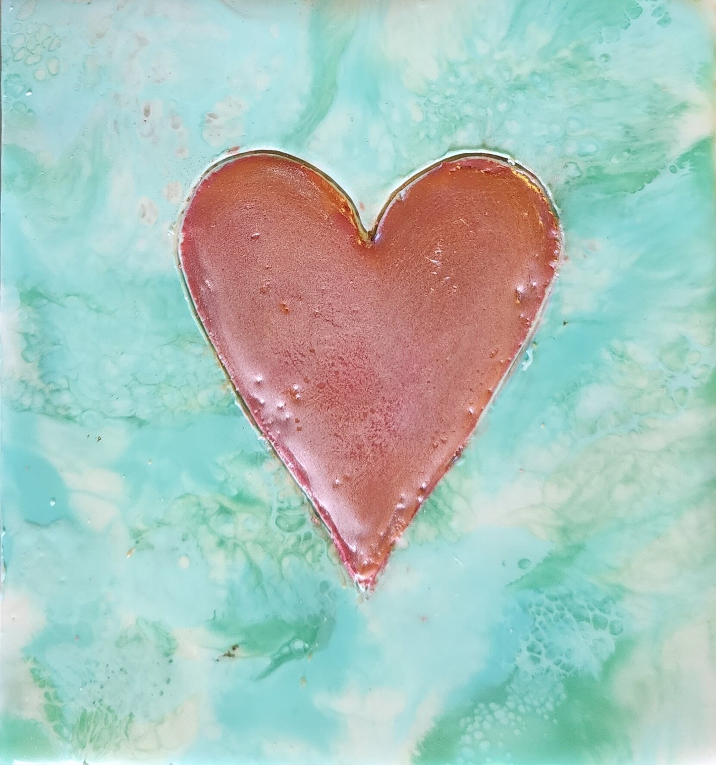 ***SOLD***Carrie Goller - Encaustic Heart, encaustic 5x5