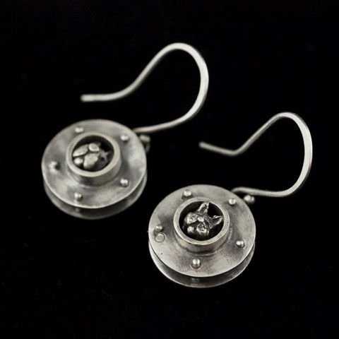 Jody Lyle - Dog and Cat Silver Porthole Earrings, #3021