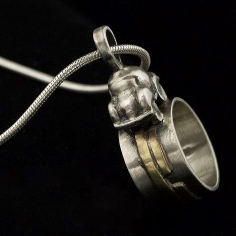 Jody Lyle - Round Trip Pendant, Sterling Silver and Brass #3022, Not currently in gallery