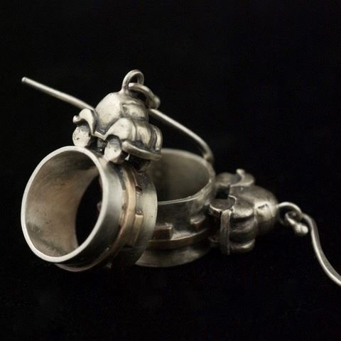 Jody Lyle - Round Trip Earrings, Sterling Silver and Brass #3023 - Not currently in gallery