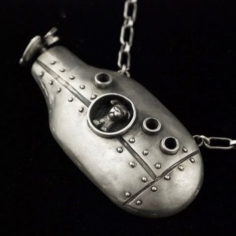 Jody Lyle - Little Dog-Big Sub Pendant, Sterling Silver Necklace. Available - not currently in Gallery