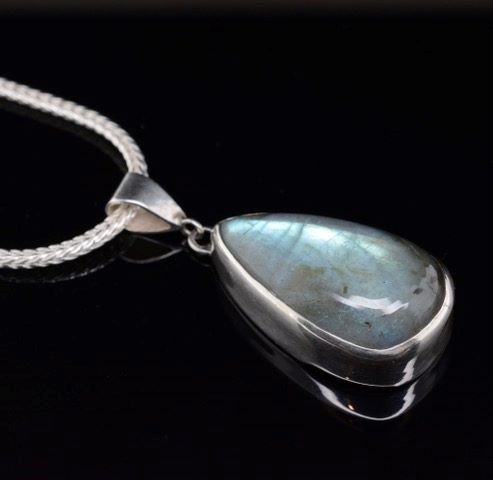Jody Lyle - Labradorite Drop Silver Pendant #3099. Available-but not in gallery