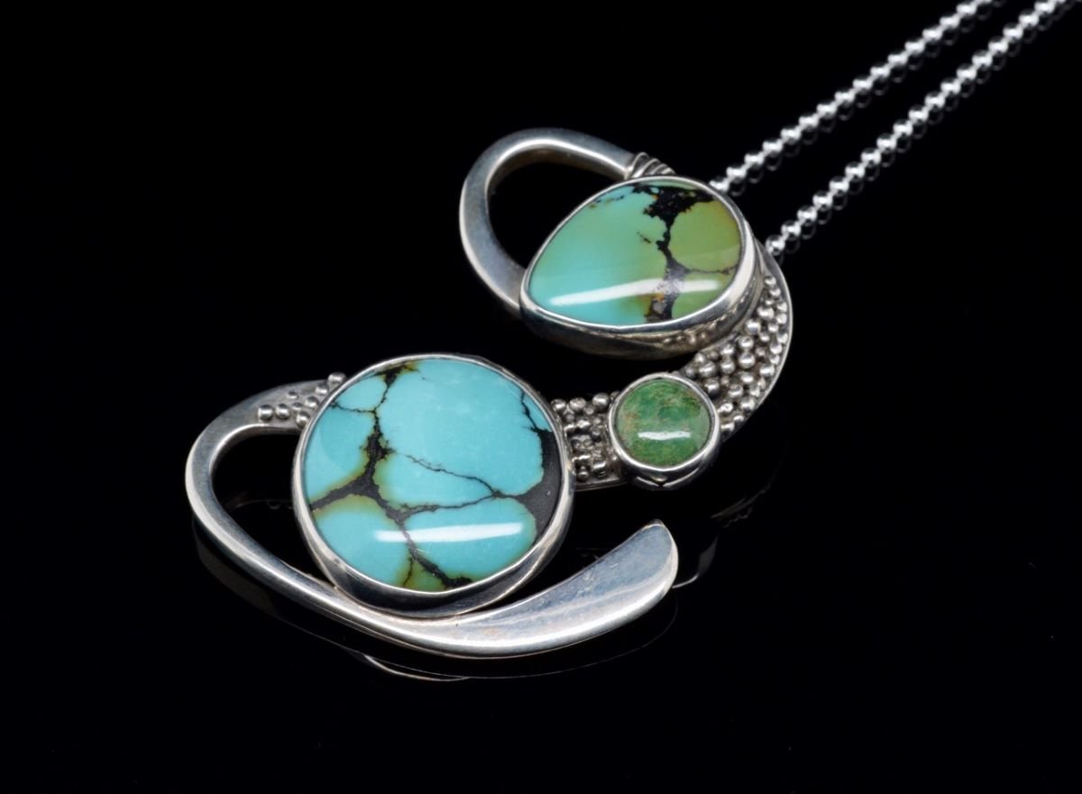 Jody Lyle - Granulated Forged Turquoise Pendant on Sterling Silver Chain. Available - not currently in gallery