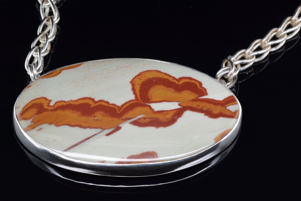 Jody Lyle - Pendant, Oval Jasper Simply Set and On a Handmade Chain. Available - currently not at gallery