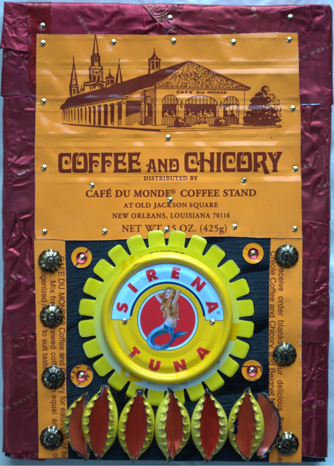 ***SOLD*** Loran Scruggs - Café Du Monde Sirena, 9x6.5 - Recycled Tin Art