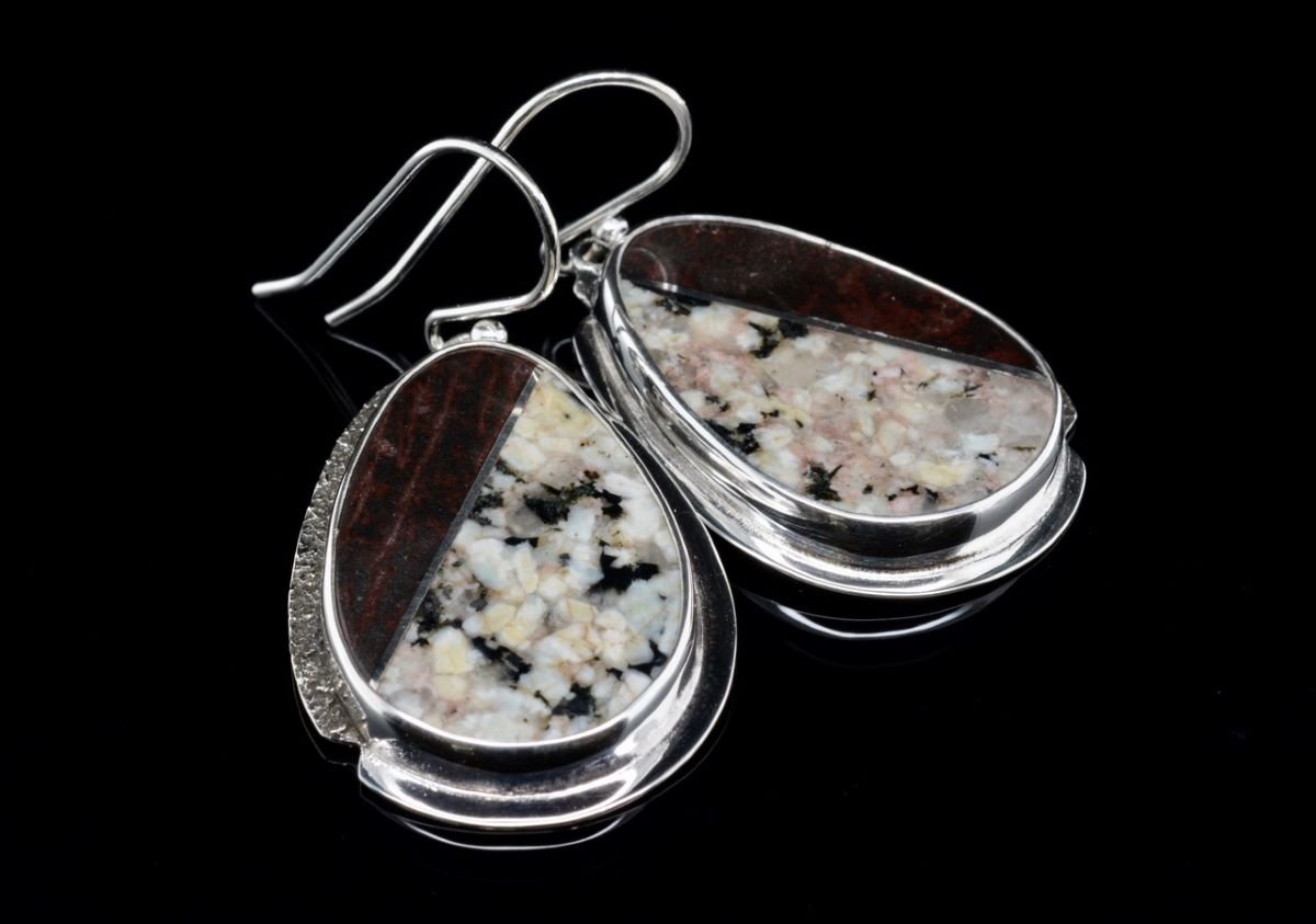 Jody Lyle - Brown and Light Speckled Beach Rock Earrings. Available - not currently in gallery.