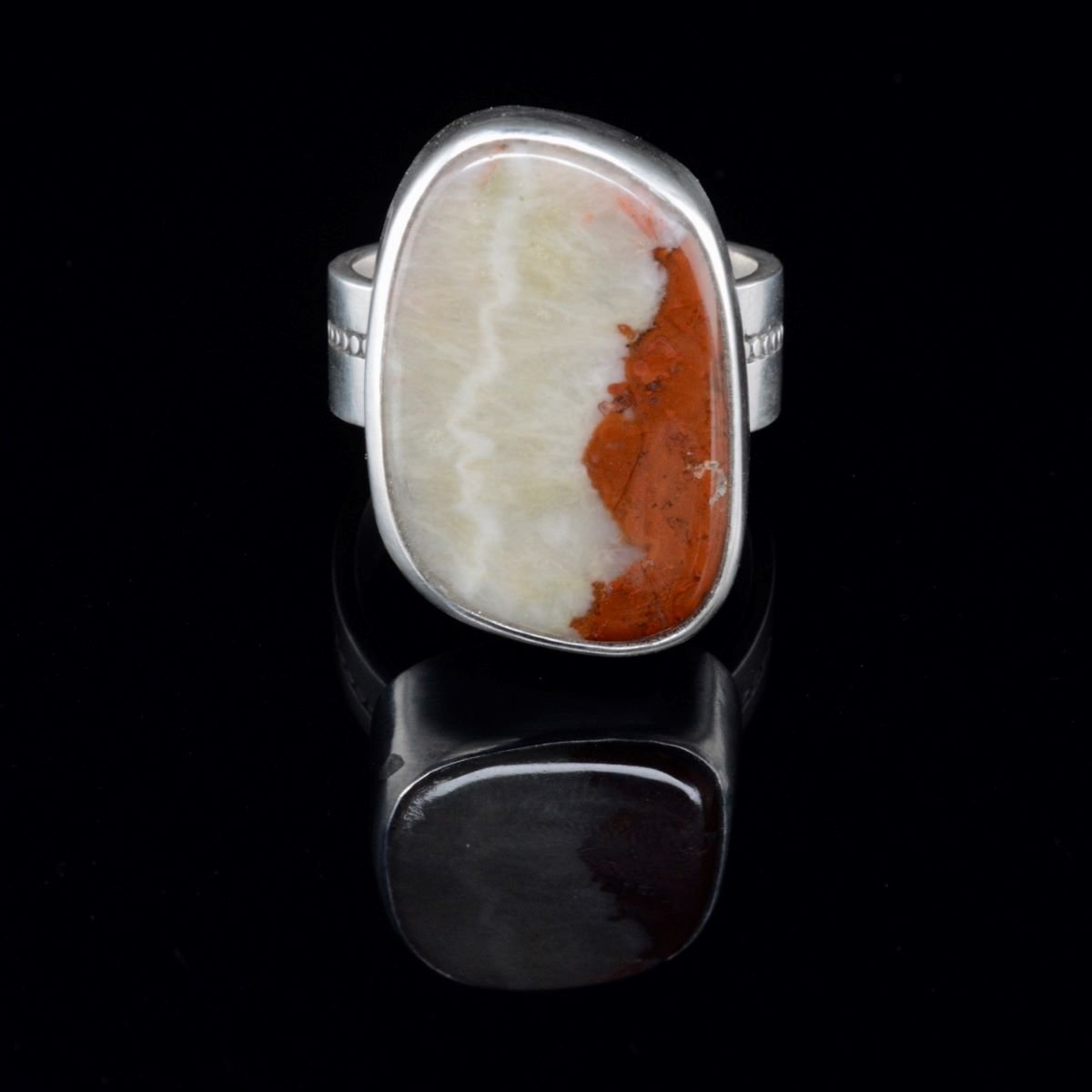 ***SOLD*** Jody Lyle - Beach Rock Red and White Ring, Sterling Silver