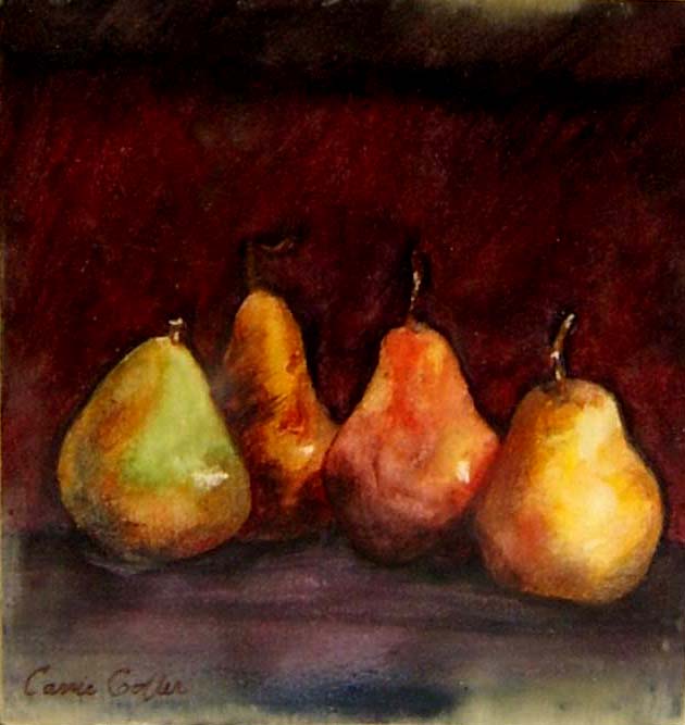 Prints available, original ***SOLD*** Carrie Goller - 4 Pears - Oil