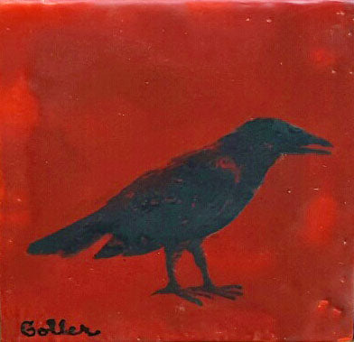 ***SOLD*** Raven Guardian - Encaustic/Mixed Media - 5x5 to 5x7