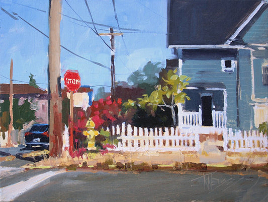 ROBIN WEISS - 6th & Walnut, Edmonds, WA Plein Air Paintout, plein air, oil 9x12