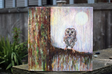 Prints available, original***SOLD***Rainforest: After the Rainfall -  Oil/Acrylic/Mixed Media - 16x16 ( Donated to the West Sound Wildlife Auction)