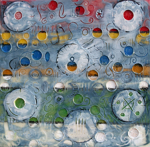 Prints available, original ***SOLD*** Alien SquawkBox - Encaustic  12x12