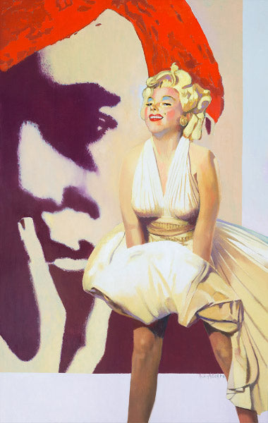 ***SOLD*** Prints Available - MAX HAYSLETTE - Andy and Marilyn, oil and mixed media 60x38