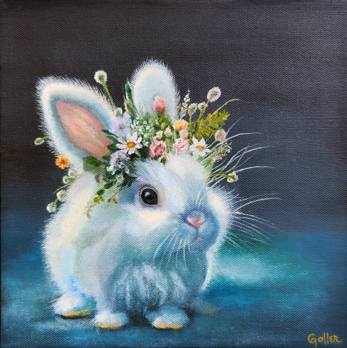***SOLD*** CARRIE GOLLER - Angela, oil (Floriferous Collection) Oil 10x10 (framed) ***At Jones & Terwilliger Galleries, Carmel, CA please inquire at (831) 626-9100***