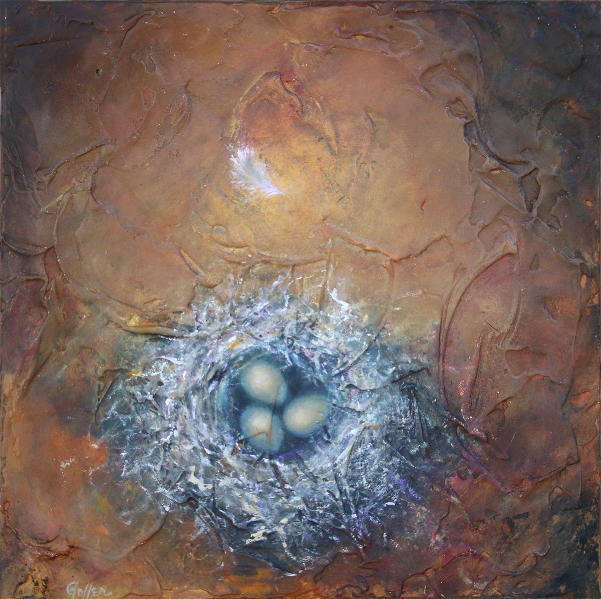 ***SOLD*** Carrie Goller - Anidar, oil fresco 9.5x9.5 ***At Abend Gallery, Denver, CO please inquire at (303) 355-0950***