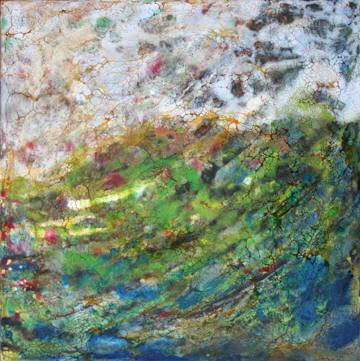 ***SOLD*** Ibiza, encaustic/mixed media 36x36