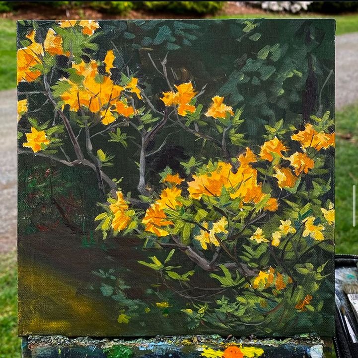 MAURY WEISS - Arboretum Bloom, Original Plein Air Oil on Panel, 8x8