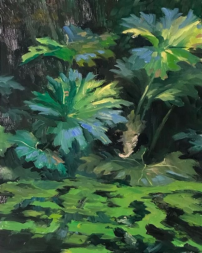 ***SOLD***MAURY WEISS - Arboretum Pond, Original Plein Air Oil on Panel, 8x10