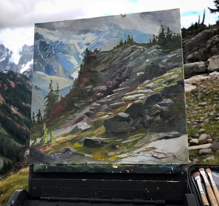 MAURY WEISS - Artist Point, Original Plein Air Oil on Panel, 8x8
