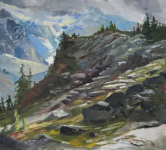MAURY WEISS - Artist Point, Original Plein Air Oil on Panel, 8x8