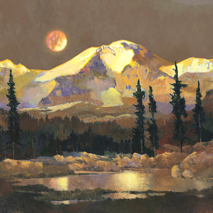 Prints available, original ***SOLD*** MAX HAYSLETTE MINIMAX, Study: August Moon, 12x12 HMAC 1842