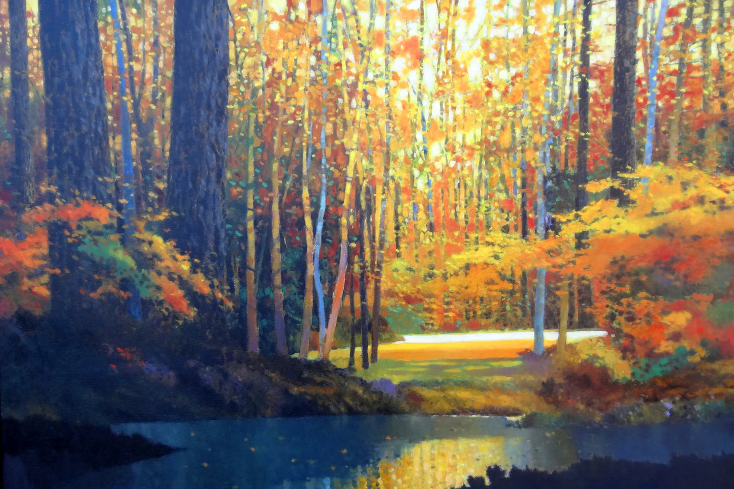 Prints available, original ***SOLD*** MAX HAYSLETTE - Autumn's Shimmering Light (HMOC 1645a), Oil & Mixed Media 32x48