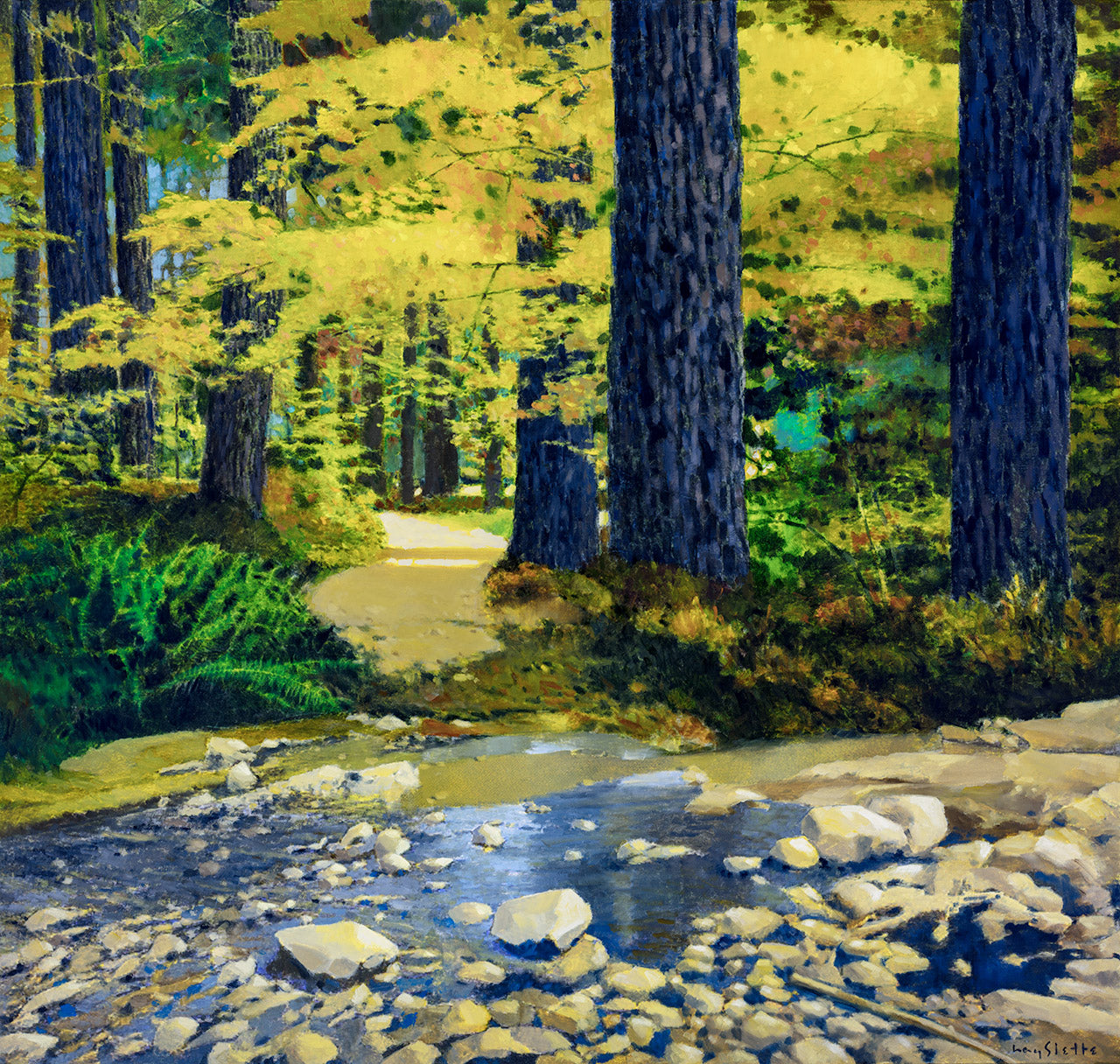 Prints available, original ***SOLD*** MAX HAYSLETTE - Autumn in Olympics (HMOC 1642), Oil & Mixed Media 38x40