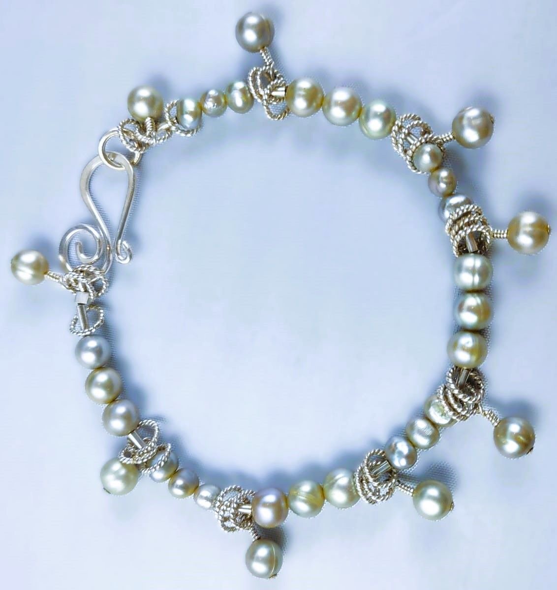 ***SOLD***B855 Debra Saldivar - Bracelet, Sterling Silver, Freshwater Pearls