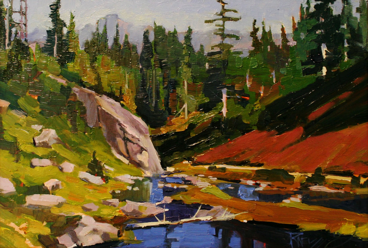 ***SOLD, Prints available*** ROBIN WEISS - Bagley Creek (Port Angeles, WA) - Oil - 7x10