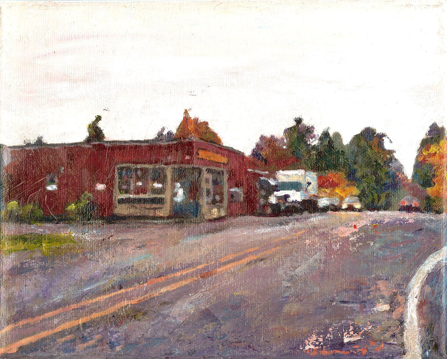 CARRIE GOLLER PRINTS - IMPRESSIONIST - BAY HAY GRAY DAY original mixed media, 8x10