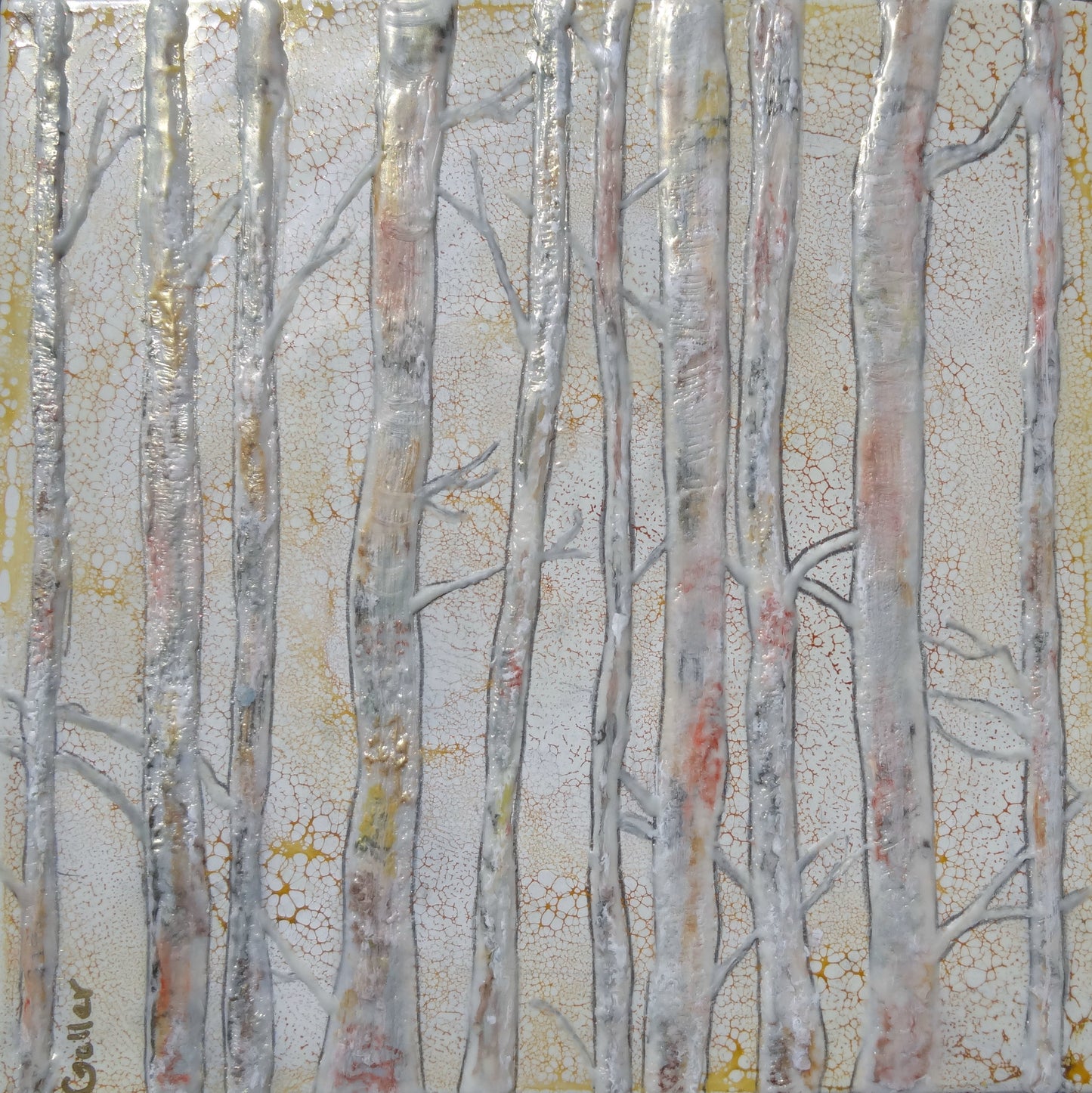 Prints available, original***SOLD*** Swell 3 - Encaustic/Mixed Media 12x12x1