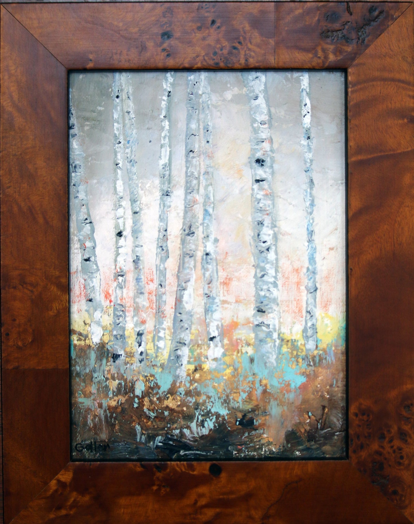 *** SOLD*** Carrie Goller - Birchscape II - 7x5 Cold Wax / Oil, original, framed