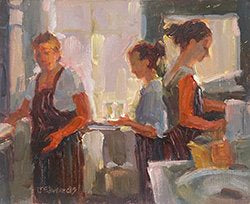 JEANNE EDWARDS - Blackberry Cafe, oil on panel (framed) 8x10