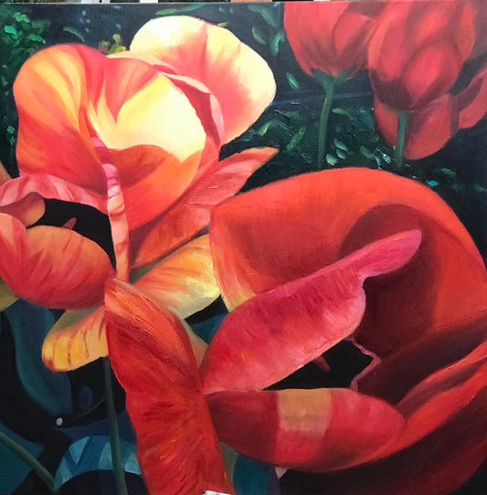 SOPHIE FRIEDA - Blooming Beauty, oil 30x30  (not currently in gallery, available upon request)