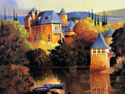 MAX HAYSLETTE - Matthews collection, Boathouse on the Dordogne, Original Oil on Canvas, 18x24 HMOC 537 (50% of proceeds benefits Kitsap Community Foundation)