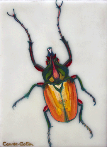 ***SOLD*** Boogaloo Beetle - Encaustic/Mixed Media 7x5
