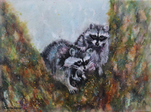 Prints available, original ***SOLD*** CARRIE GOLLER - Boris & Natasha, encaustic/watercolor 9x12