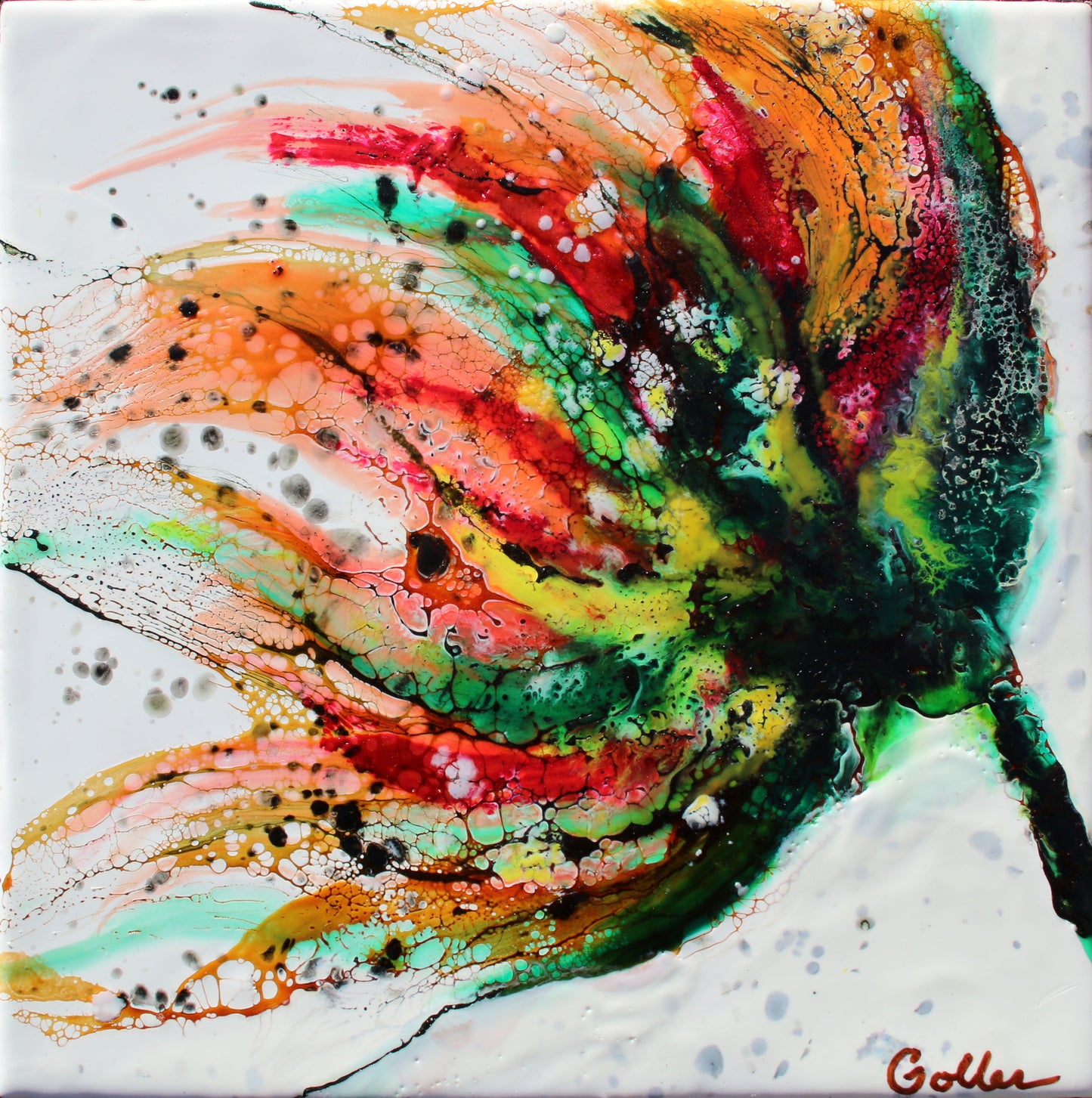 Prints available, original***SOLD***Bouquet III - Encaustic/Mixed Media 10x10