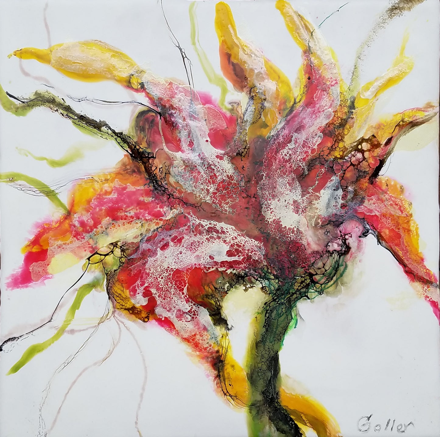 Prints available, original ***SOLD*** Bouquet V - Encaustic/Mixed Media 12x12