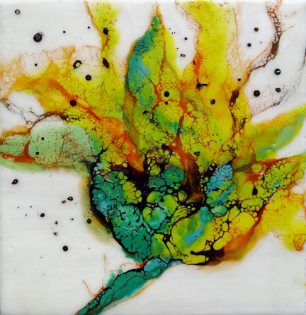 Prints available, original ***SOLD*** Bouquet VIII - Encaustic/Mixed media 9x8.5