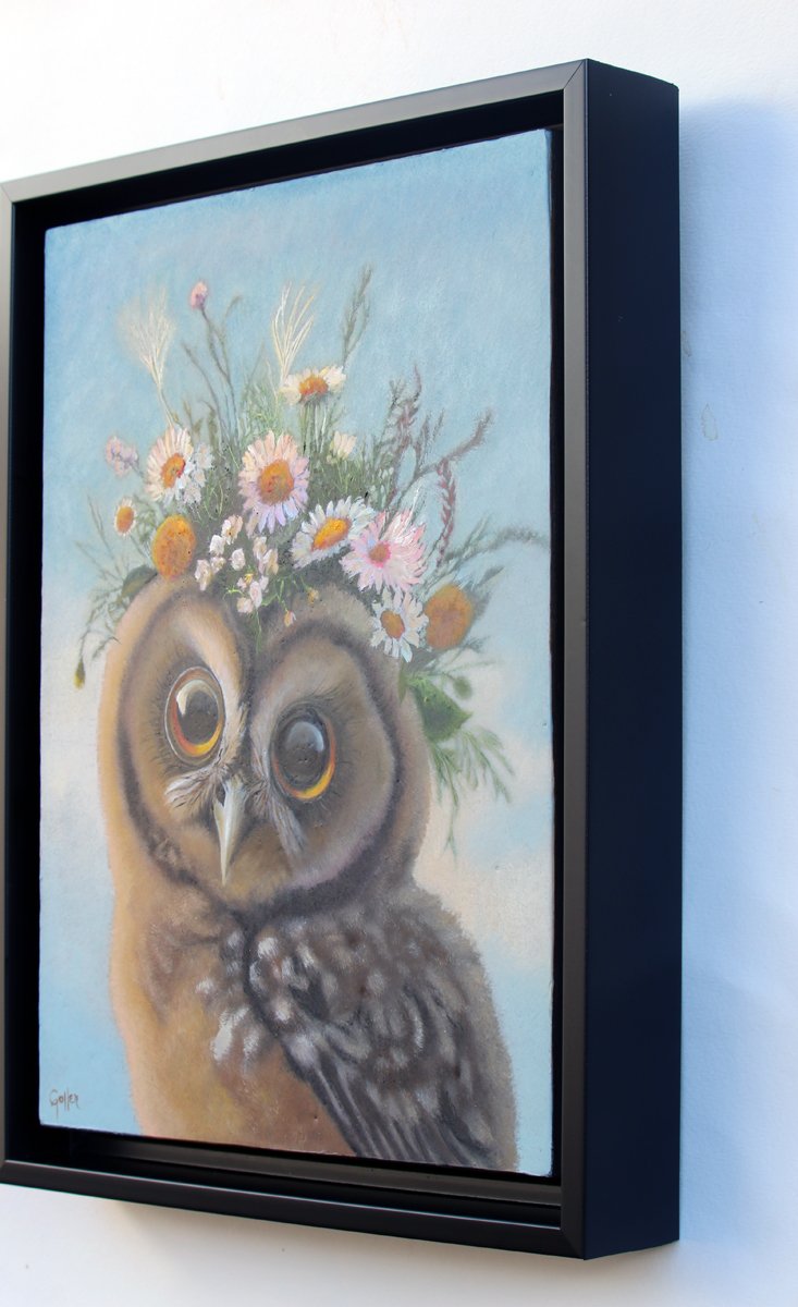 CARRIE GOLLER - Bronwyn, Wowl (Floriferous Collection), Mixed Media - Oil/Encaustic 14x11 ***At Jones & Terwilliger Galleries***