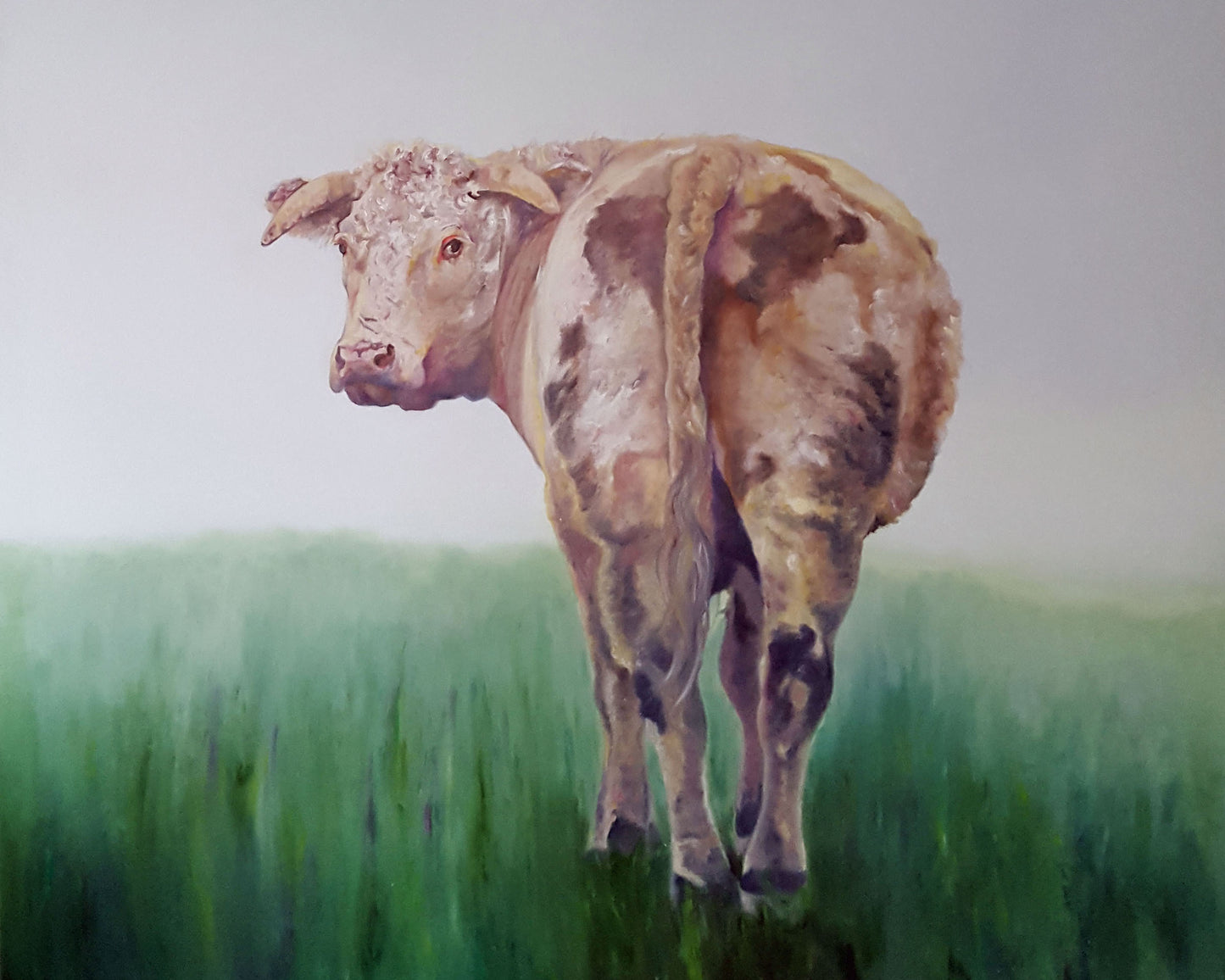 CARRIE GOLLER PRINTS - CREATURES - BULLSEYE  original oil, 60x60