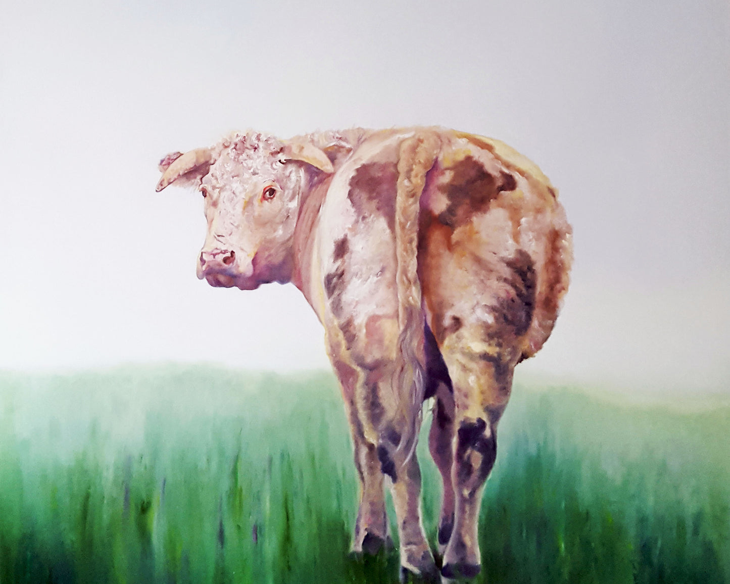 CARRIE GOLLER PRINTS - CREATURES - BULLSEYE original oil, 60x60